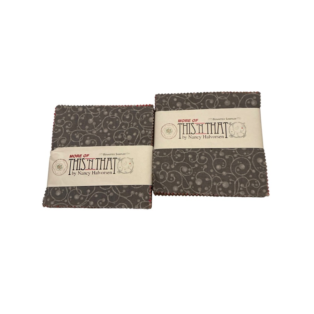 Benartex Nancy Halvorsen More of This n That Fabric Charm Packs Set of 2 Grey